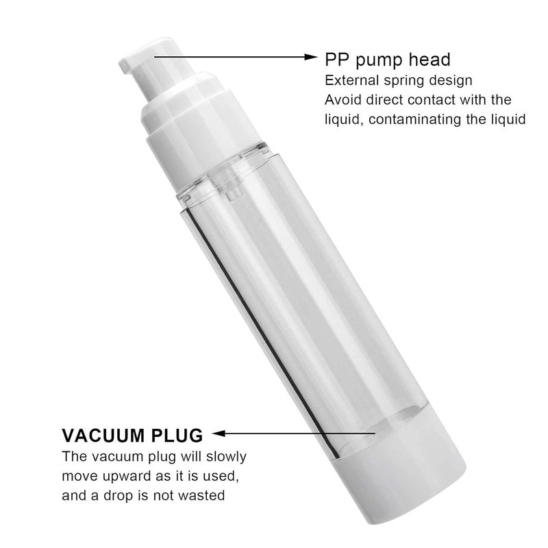 woobles pump for dispensing cream, 50ml Empty Roll on Bottle, Lotion Bottle Plastic Cosmetic Dispenser Empty Bottle, Vacuum Pump Refillable Bottle - Image 4