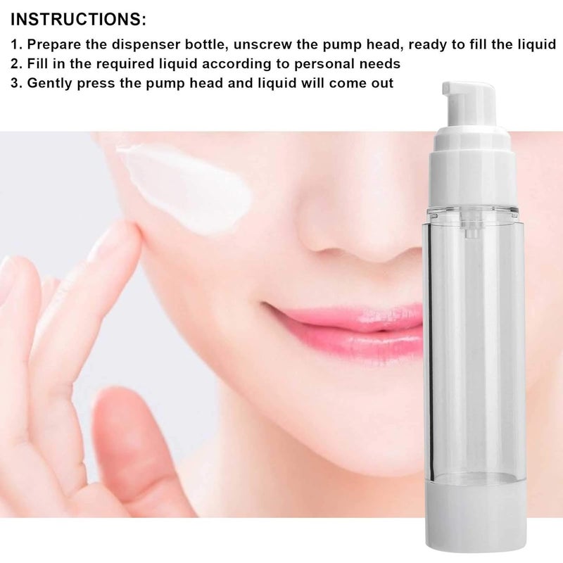 woobles pump for dispensing cream, 50ml Empty Roll on Bottle, Lotion Bottle Plastic Cosmetic Dispenser Empty Bottle, Vacuum Pump Refillable Bottle - Image 2