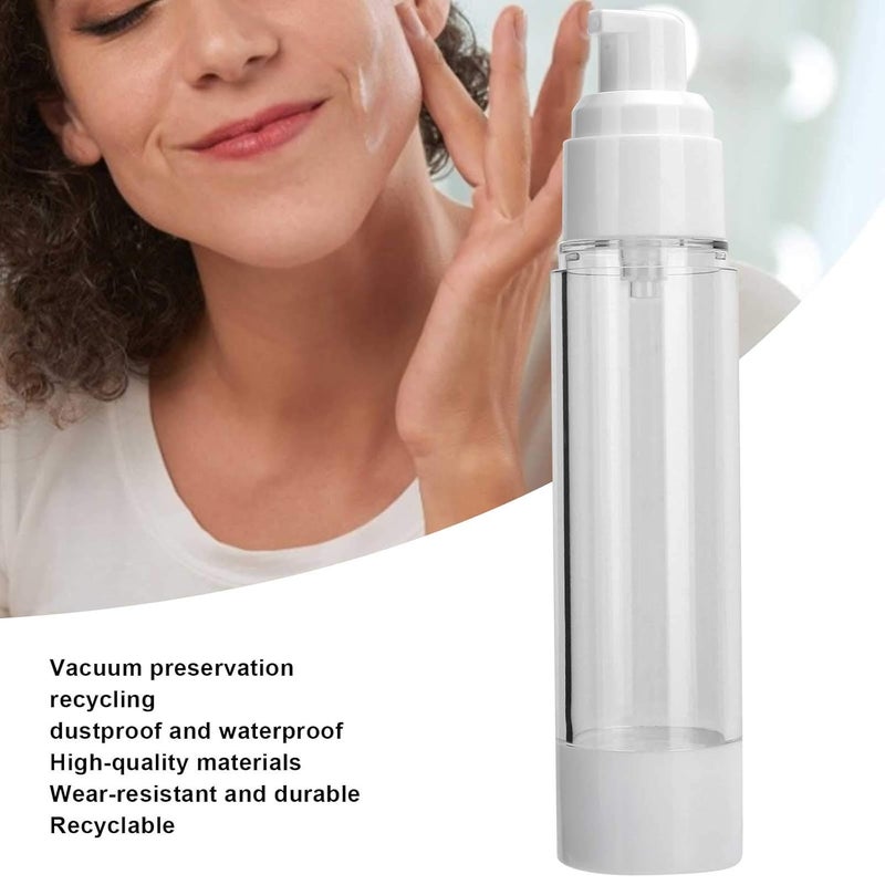 woobles pump for dispensing cream, 50ml Empty Roll on Bottle, Lotion Bottle Plastic Cosmetic Dispenser Empty Bottle, Vacuum Pump Refillable Bottle - Image 3