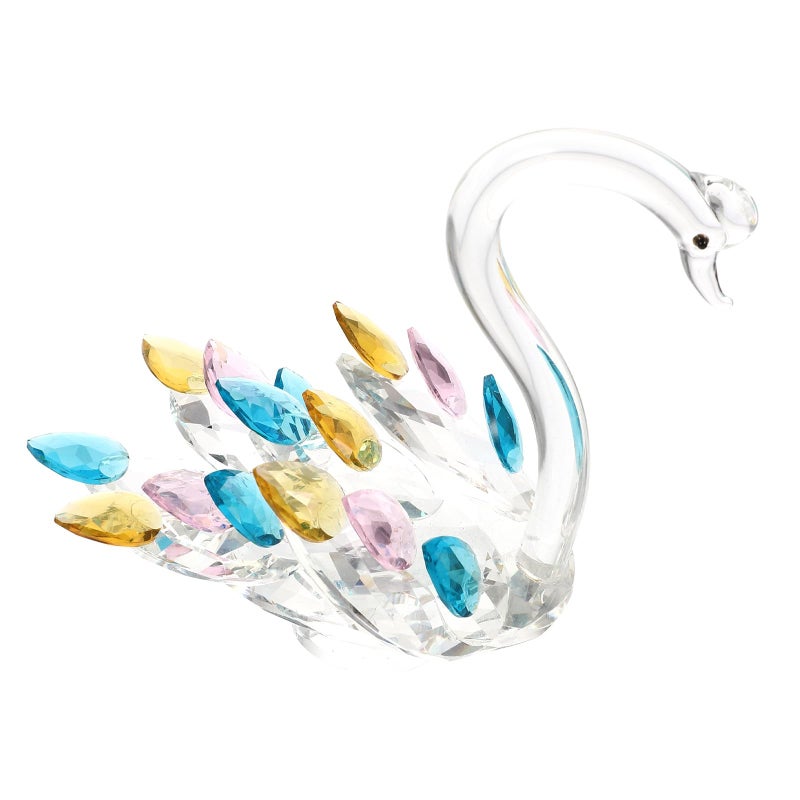 Crystal Swan Figurine Decorative Statue Low Height Craft Ornament For Home Living Room Entryway - Image 2
