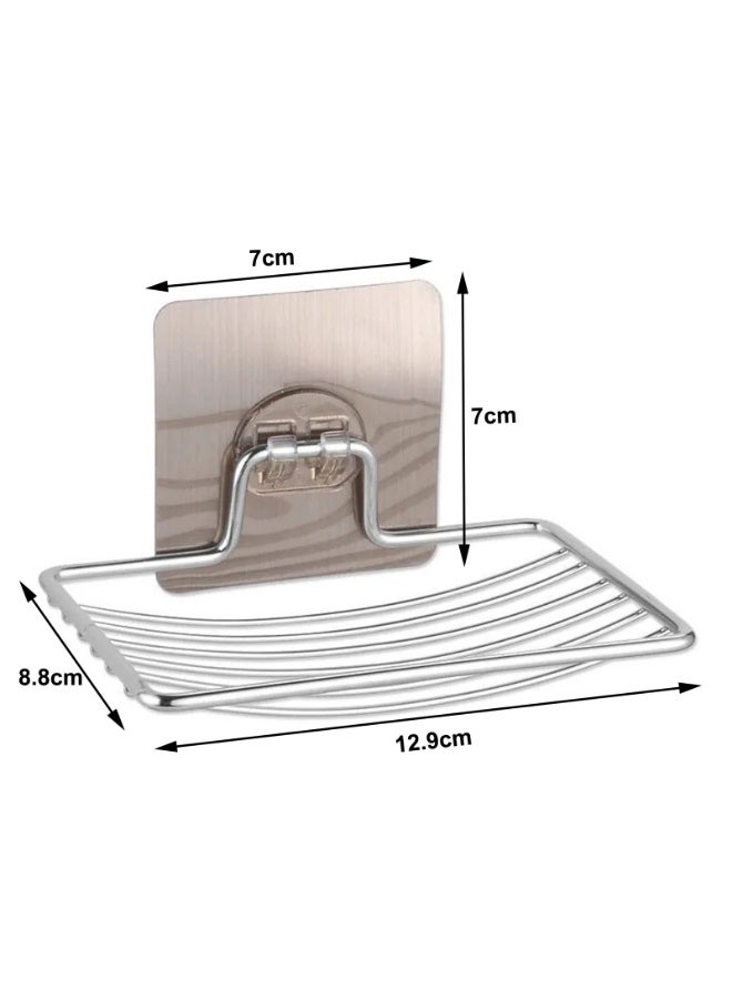 Stainless Steel Soap Rack Soap Box Bathroom Single Layer Drain Wall Hanging，2 pcs,Silver - Image 3