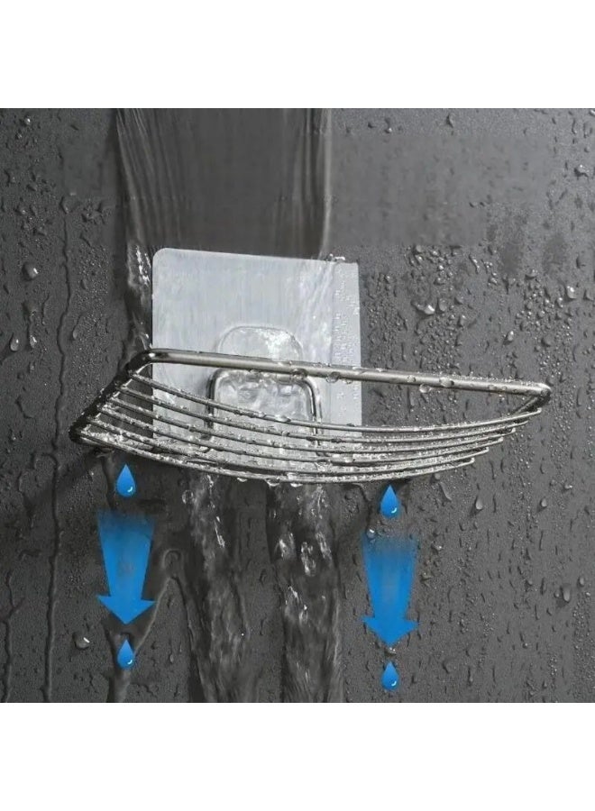 Stainless Steel Soap Rack Soap Box Bathroom Single Layer Drain Wall Hanging，2 pcs,Silver - Image 5