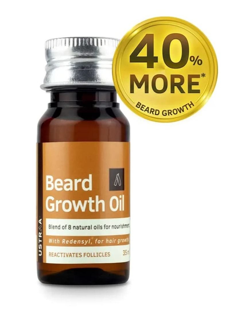 Ustraa - Beard Growth Oil 35ml More Beard Growth With Redensyl 8 Natural Oils including Jojoba Oil Vitamin E Nourishment & Strengthening No Sulphates No Parabens No Silicone No Mineral Oil - Image 1