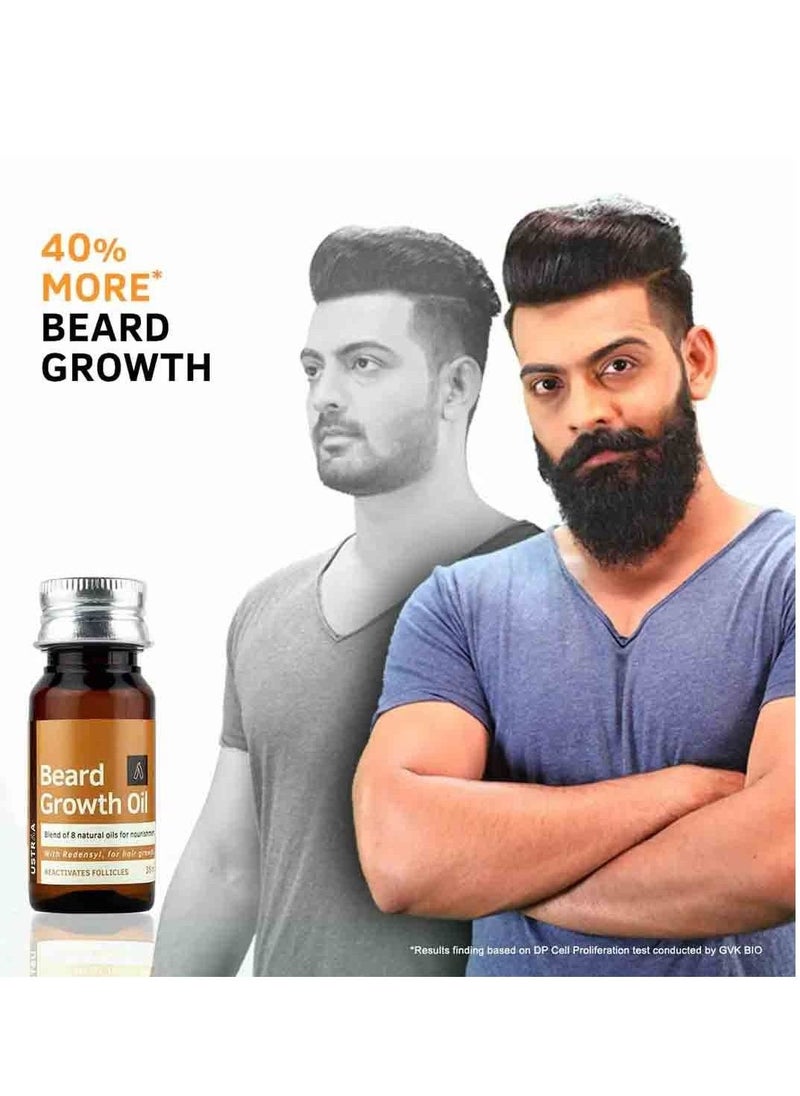 Ustraa - Beard Growth Oil 35ml More Beard Growth With Redensyl 8 Natural Oils including Jojoba Oil Vitamin E Nourishment & Strengthening No Sulphates No Parabens No Silicone No Mineral Oil - Image 1