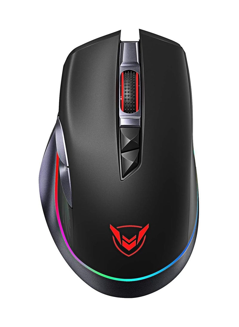 بيكتيك ماوس ألعاب لاسلكي PICTEK قابل لإعادة الشحن، إضاءة خلفية RGB، 8 أزرار قابلة للبرمجة مع عمر بطارية طويل، وضع لاسلكي وسلكي لأجهزة الكمبيوتر المحمول والكمبيوتر وأجهزة الكمبيوتر الشخصية وأجهزة Mac وغيرها - Image 1