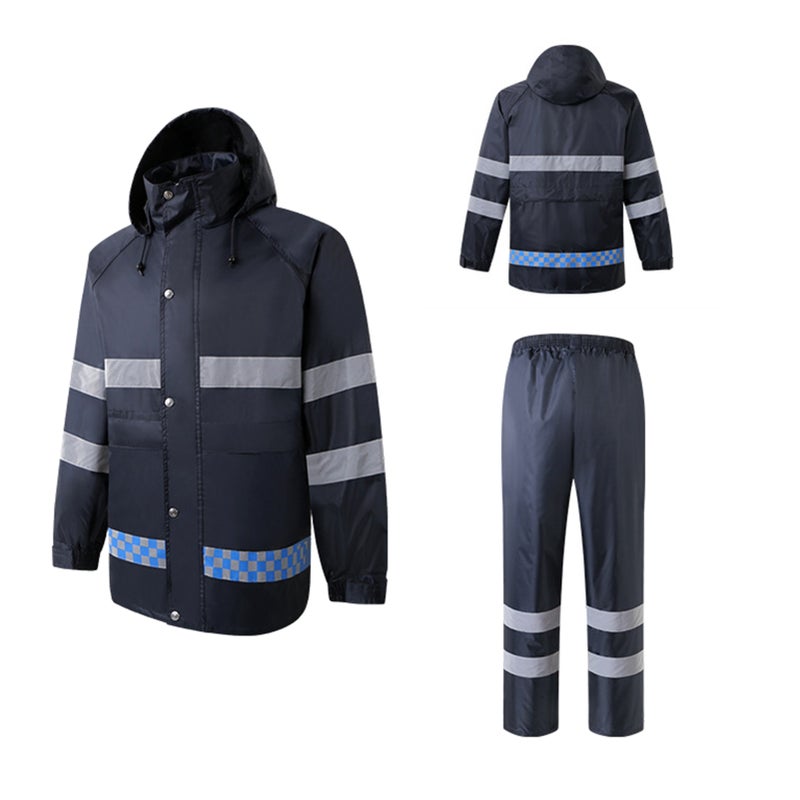 High Visibility Reflective Waterproof Raincoat Suits Outdoor Rain Gear Motorcycle Cycling Rain Coats Cover Men Rain Poncho Jacket Hooded Rainwear Four Season XXL - Image 2