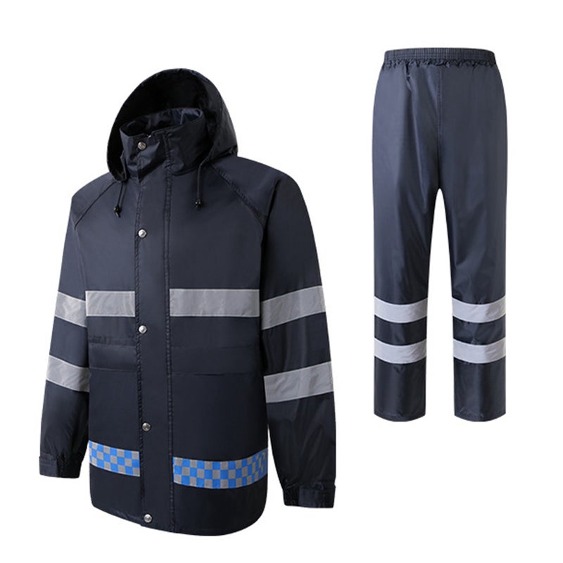 High Visibility Reflective Waterproof Raincoat Suits Outdoor Rain Gear Motorcycle Cycling Rain Coats Cover Men Rain Poncho Jacket Hooded Rainwear Four Season XXL - Image 1