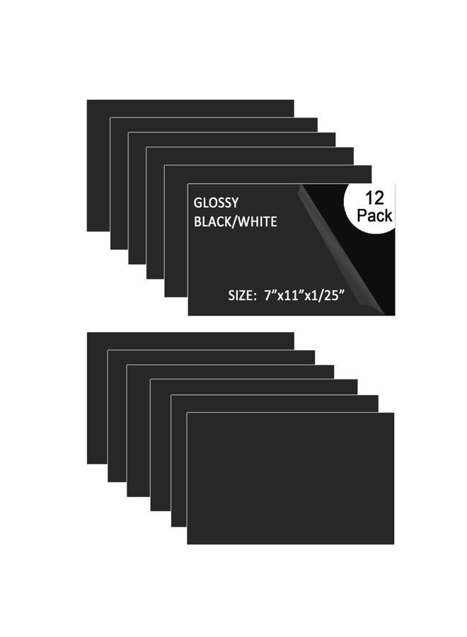 XLNT TECH Engraving Blank Materials ABS Double Color Plastic Sheet, Black/White (7" x 11" x .040", 12 Pieces) for Interior Signs, Badges. - Image 1