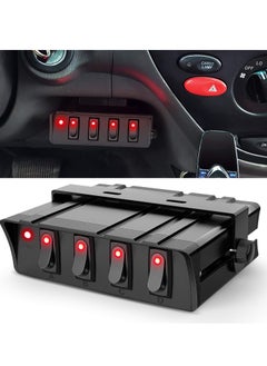 SYOSI 4 Gang Rocker Switch Box, Spst Toggle Switch Panel 12v 24v 20a Switch Panel 40amp Max, Universal Toggle Switch Panel for Automotive Cars, Vehicles Boats, RV, Campers SUV, Motorcycles  - Image 1