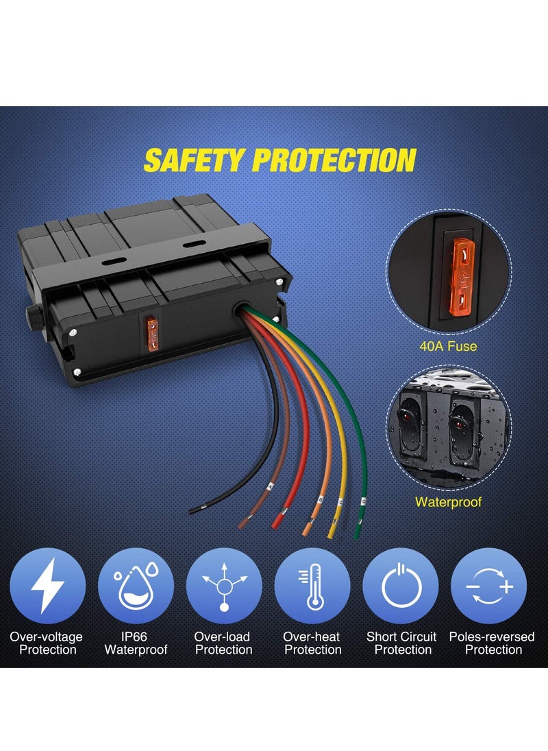 SYOSI 4 Gang Rocker Switch Box, Spst Toggle Switch Panel 12v 24v 20a Switch Panel 40amp Max, Universal Toggle Switch Panel for Automotive Cars, Vehicles Boats, RV, Campers SUV, Motorcycles  - Image 4