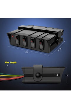 SYOSI 4 Gang Rocker Switch Box, Spst Toggle Switch Panel 12v 24v 20a Switch Panel 40amp Max, Universal Toggle Switch Panel for Automotive Cars, Vehicles Boats, RV, Campers SUV, Motorcycles  - Image 2