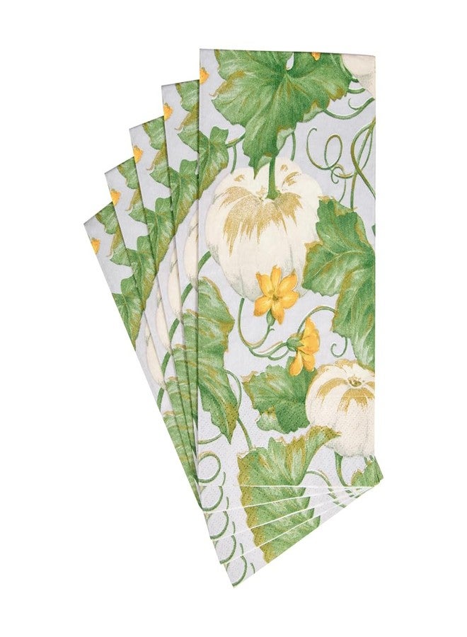 Caspari Heirloom Pumpkins Paper Guest Towel Napkins in Grey & White - 15 Per Package, 2 Packs - Image 5
