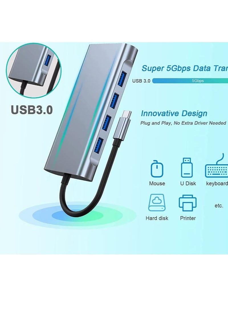 Zero - Type-C Hub 11 in 1 USB C to 4K HDMI + RJ45 + PD + audio 100W Charge + USB3.0 + VGA + SD/TF Card Reader Dock for MacBook Windows Laptop - Image 1