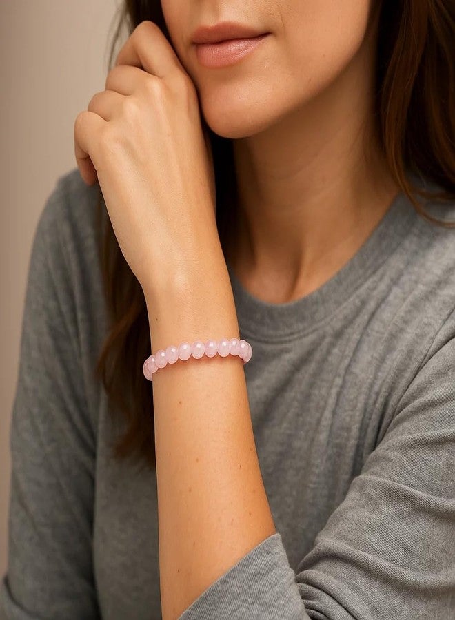 Cherry Tree Collection - Small, Medium, Large Sizes - Gemstone Beaded Bracelets For Women, Men, and Teens - 8mm Round Beads, M, Stone, Quartz, Medium, Stone, Quartz - Image 2