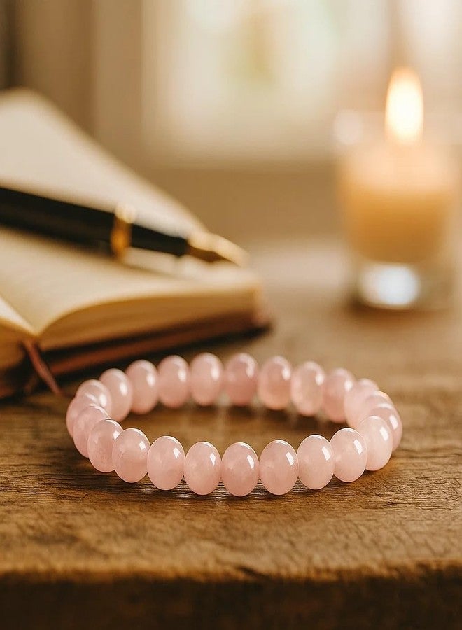 Cherry Tree Collection - Small, Medium, Large Sizes - Gemstone Beaded Bracelets For Women, Men, and Teens - 8mm Round Beads, M, Stone, Quartz, Medium, Stone, Quartz - Image 3