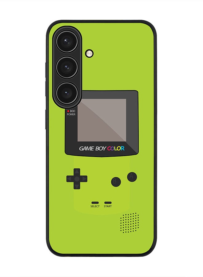 Stylizedd Rugged Black edge case for Samsung Galaxy S24, Slim fit Soft Case Flexible Anti Drop TPU Gel Thin Cover- Gameboy Color-Green - Image 1
