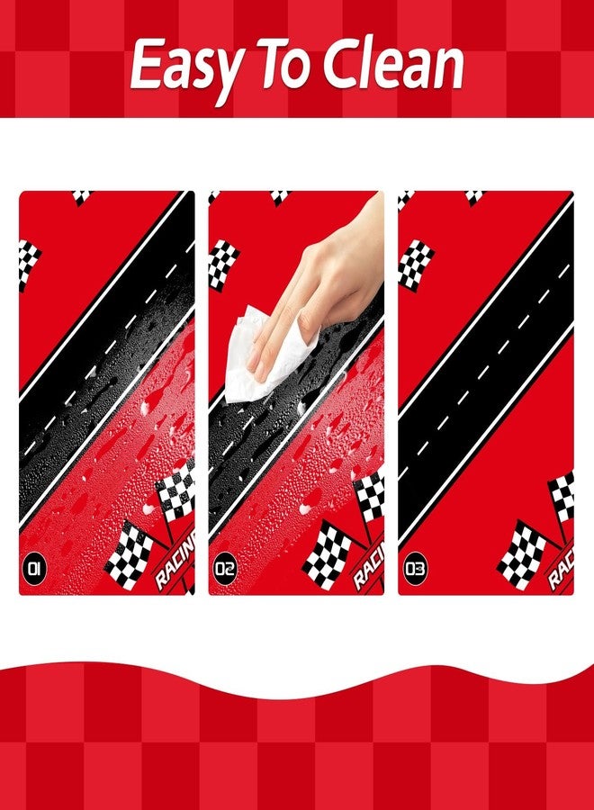 Childom 3Pcs Racing Car Plastic Tablecloth, Race Birthday Party Decorations, 54'' x 108'' Checkered Table Cloth Decor, Favors Rectangular Tablecloth for Boys Baby Shower Home - Image 3
