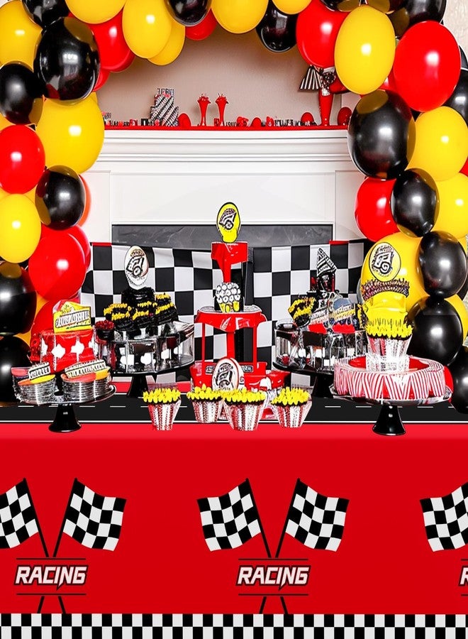 Childom 3Pcs Racing Car Plastic Tablecloth, Race Birthday Party Decorations, 54'' x 108'' Checkered Table Cloth Decor, Favors Rectangular Tablecloth for Boys Baby Shower Home - Image 5