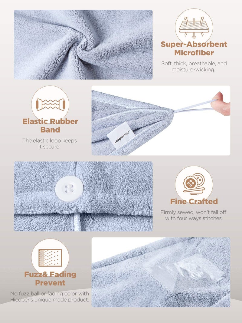 Hicober Microfiber Hair Towel, 3 Packs Hair Turbans for Wet Hair, Drying Hair Wrap Towels for Curly Hair Women Anti Frizz (Grey,Blue,Grey) - Image 3