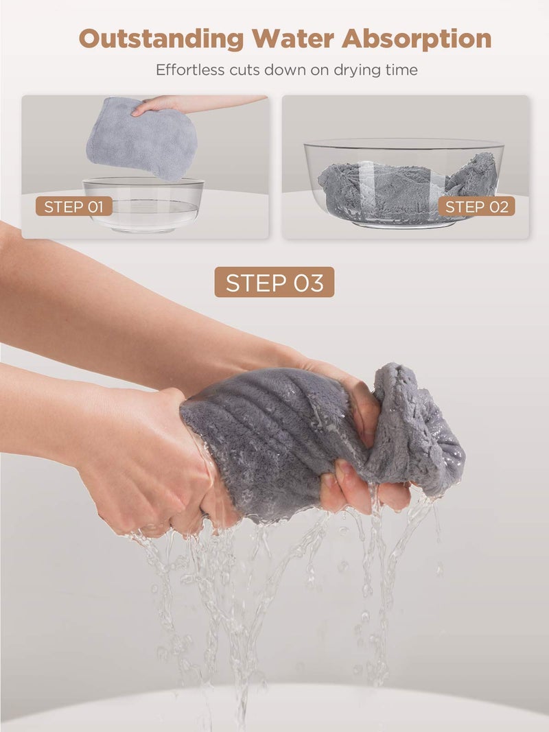 Hicober Microfiber Hair Towel, 3 Packs Hair Turbans for Wet Hair, Drying Hair Wrap Towels for Curly Hair Women Anti Frizz (Grey,Blue,Grey) - Image 5