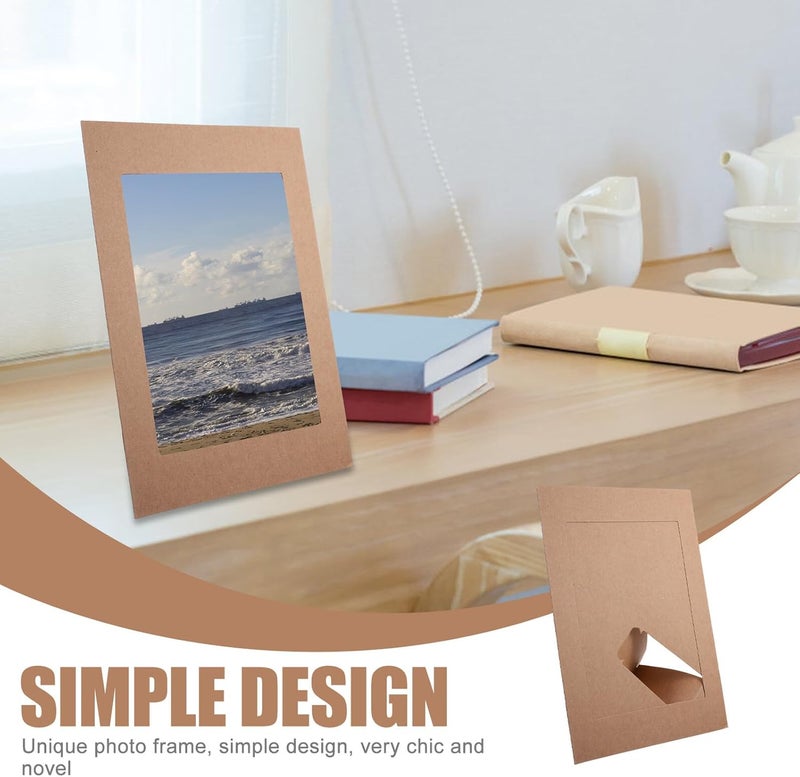 10pcs 6-inch Kraft Paper Photo Frames DIY Rustic Picture Holders for Home Bedroom Desk Decoration, Lightweight Paper Display Frames for Household Crafts - Image 3