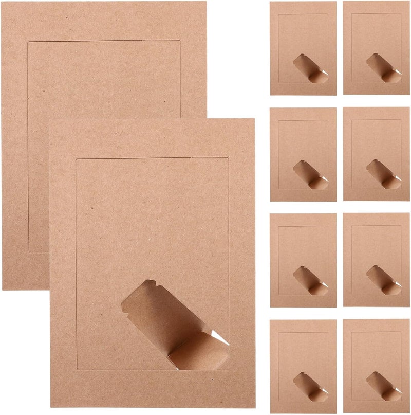 10pcs 6-inch Kraft Paper Photo Frames DIY Rustic Picture Holders for Home Bedroom Desk Decoration, Lightweight Paper Display Frames for Household Crafts - Image 1