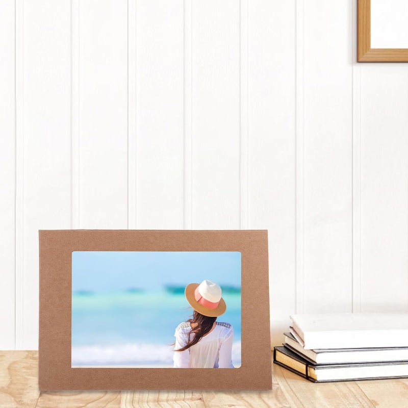 10pcs 6-inch Kraft Paper Photo Frames DIY Rustic Picture Holders for Home Bedroom Desk Decoration, Lightweight Paper Display Frames for Household Crafts - Image 5
