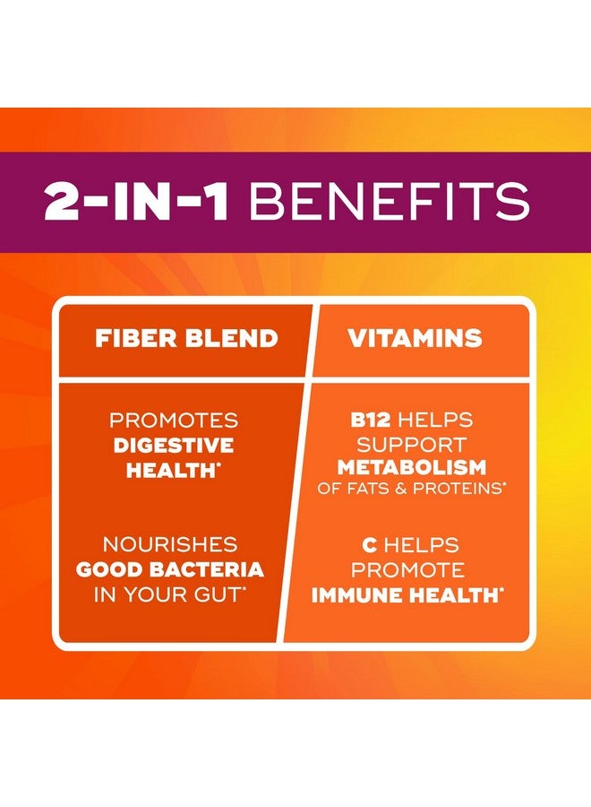 Metamucil Fiber Gummies for Adults with Vitamins C, D, B12 for Metabolism, No Sugar Added Citrus Berry Flavor, 5g Plant Based Prebiotic Fiber Supplement Blend, 120 Count - Image 3