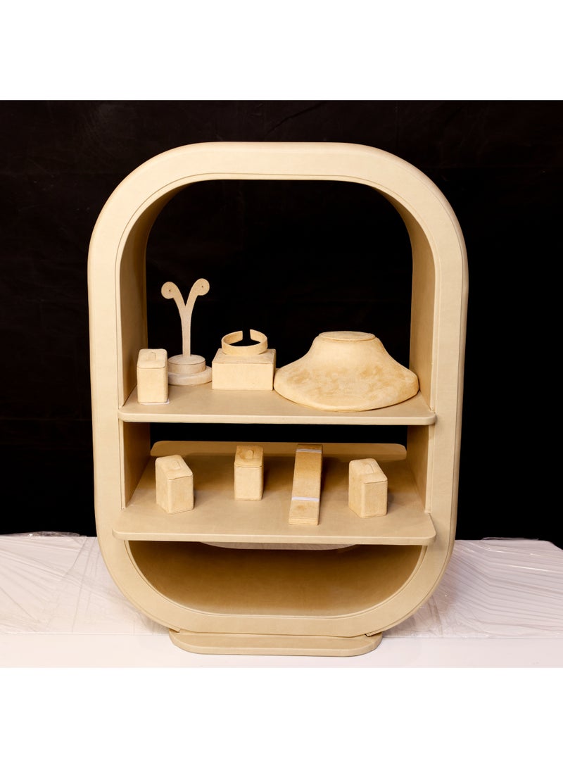 Lamsit Ibdaa Jewelry Box Design 05 – Large Open Jewelry Organizer, Stylish Display Case for Rings, Earrings, Necklaces, Bracelets, and Watches, 40x40x65 cm, Elegant Jewelry Storage