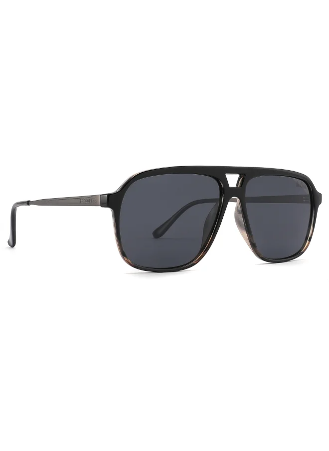 لي كوبر Polarized Sunglasses Black To Stripe Frame Grey Mirror Lens 60mm  - LC1001C03