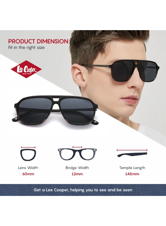 Lee Cooper Polarized Sunglasses Black To Stripe Frame Grey Mirror Lens 60mm  - LC1001C03