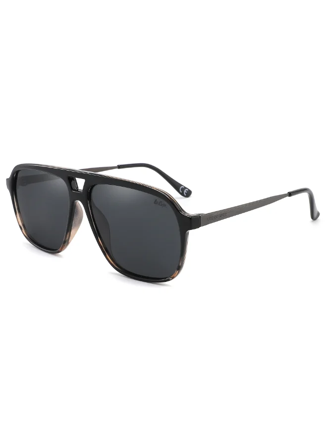 لي كوبر Polarized Sunglasses Black To Stripe Frame Grey Mirror Lens 60mm  - LC1001C03