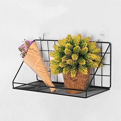 TINKDAS Metal Wall Mounted Floating Shelves SelfAdhesive Home Decor Shelf Wall Decoration Holder Decor Shelves Plant Display Racks for Bedroom Living Room Bathroom Kitchen Office Black
