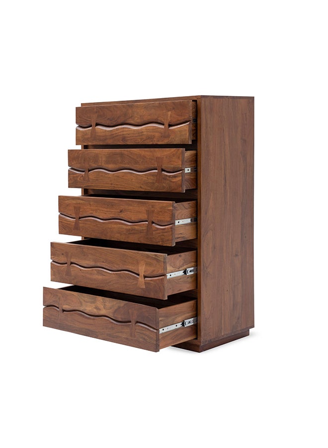 Pan Home ARKADIUS WOODEN CHEST OF 5 DRAWER - Brown & BLACK  - Image 1