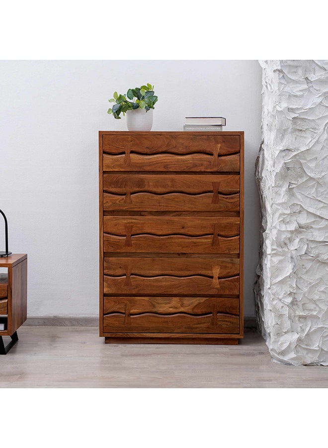 Pan Home ARKADIUS WOODEN CHEST OF 5 DRAWER - Brown & BLACK  - Image 2