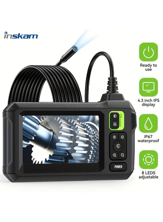 4.3 Inch IPS LCD Industrial Endoscope 8mm Single Lens IP67 Waterproof Green Camera - Image 2