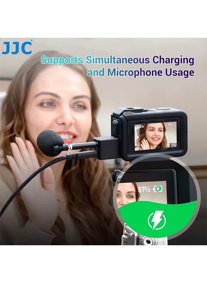 JJC Osmo Action 5 Pro Mic Adapter 3.5mm Audio Mic Adapter for DJI Osmo Action 5 Pro 4 Supports Microphone With Type-C Charging - Image 3
