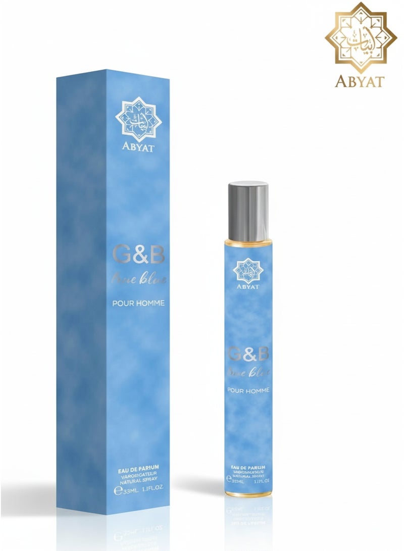 ABYAT G&B Ice Blue Pour Homme Eau De Parfum – Fresh Cool Woody Aromatic Long Lasting Fragrance for Men 33ml (Ice Blue & Silver) - Image 1