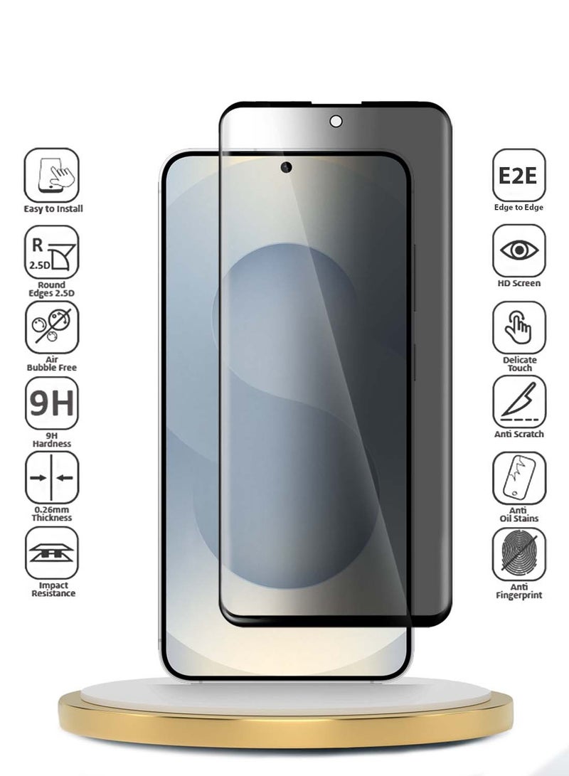 دبليو تيك سامسونج جالاكسي S25 5G 2025 بريميوم Edge-Pro Series خصوصية غراء كامل غطاء زجاجي واقي شاشة - شفاف / أسود - Image 2