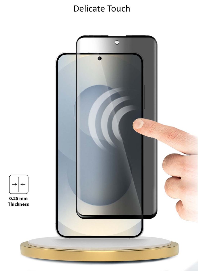 دبليو تيك سامسونج جالاكسي S25 5G 2025 بريميوم Edge-Pro Series خصوصية غراء كامل غطاء زجاجي واقي شاشة - شفاف / أسود - Image 4