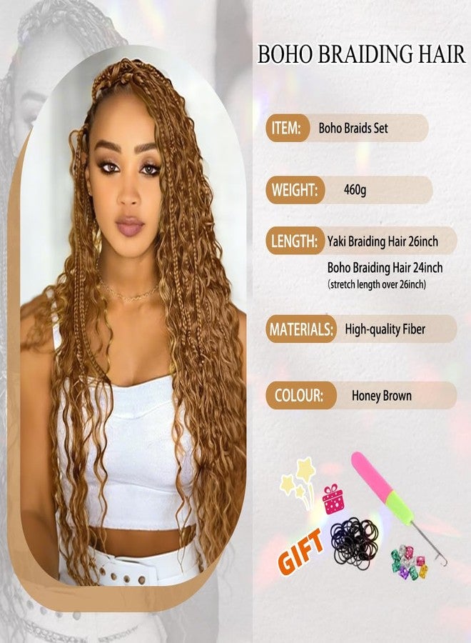 MODSIGHT Boho Braiding Hair Pre Stretched - Deep Wave Curly Prestretched Braiding Hair Extensions for Boho Braids(Honey Brown) - Image 4