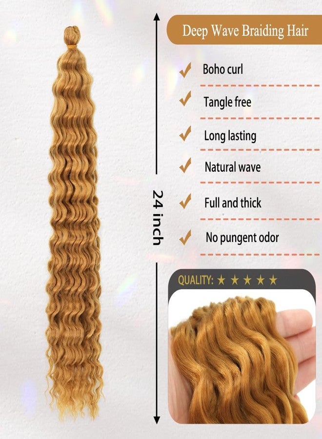 MODSIGHT Boho Braiding Hair Pre Stretched - Deep Wave Curly Prestretched Braiding Hair Extensions for Boho Braids(Honey Brown) - Image 3