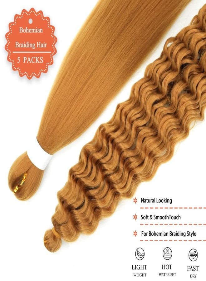 MODSIGHT Boho Braiding Hair Pre Stretched - Deep Wave Curly Prestretched Braiding Hair Extensions for Boho Braids(Honey Brown) - Image 5