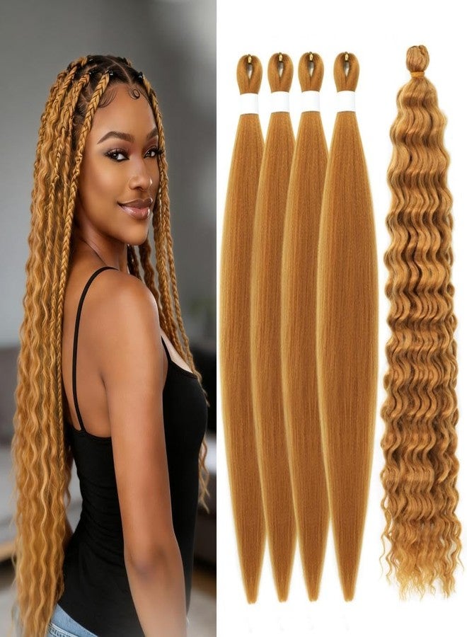 MODSIGHT Boho Braiding Hair Pre Stretched - Deep Wave Curly Prestretched Braiding Hair Extensions for Boho Braids(Honey Brown) - Image 1