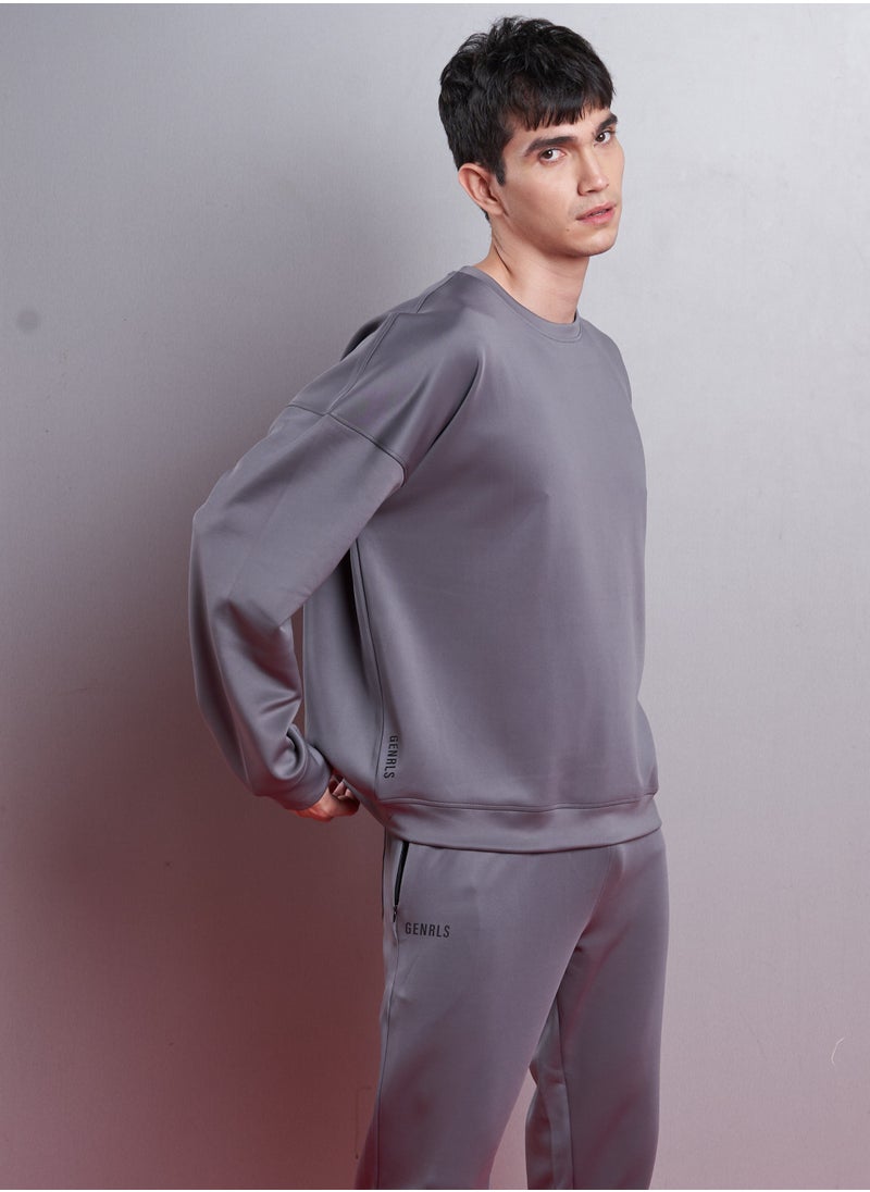 GENRLS Men's Oversized Full Sleeve T-shirt Spanish Grey  - Image 2