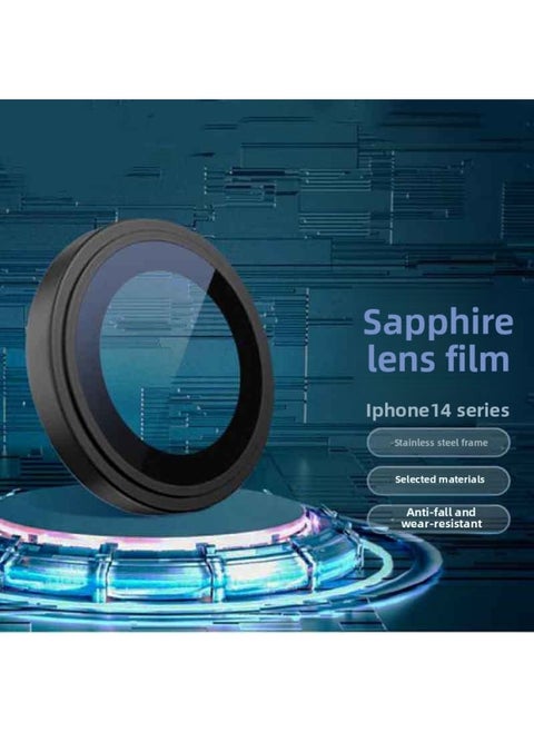 For Apple 14Promax Sapphire Lens Film Camera Protective Film Metal Frame Scratch-resistant Lens Film-Color:Silver Eagle Eye (a Complete Set Plus Packaging)-Dimensions:Apple 14Promax (three Holes)