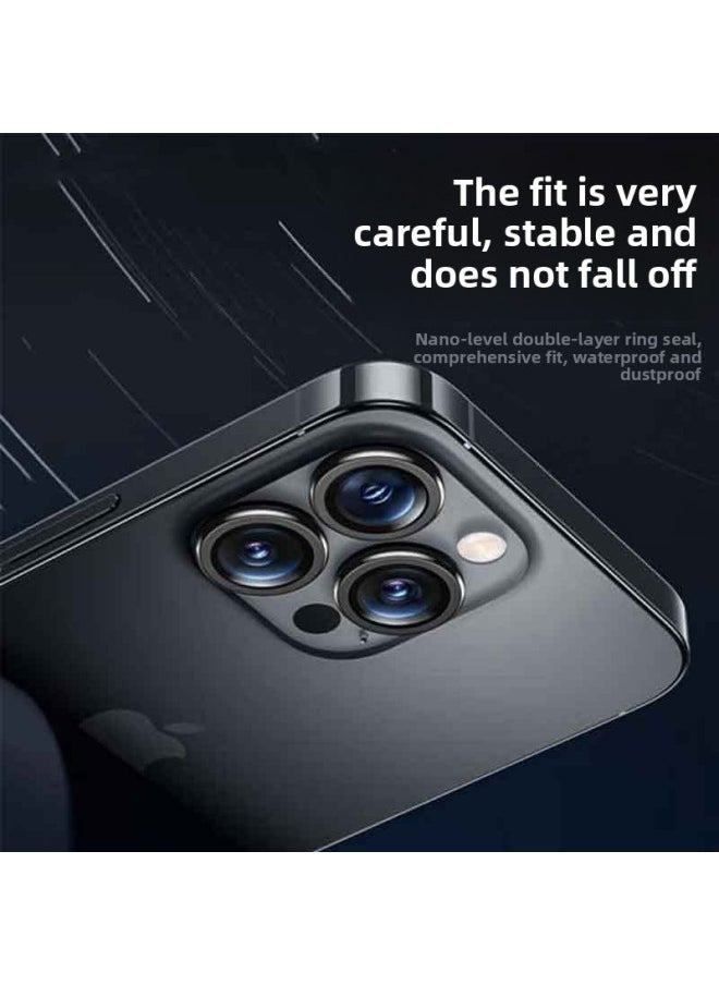 For Apple 14Promax Sapphire Lens Film Camera Protective Film Metal Frame Scratch-resistant Lens Film-Color:Silver Eagle Eye (a Complete Set Plus Packaging)-Dimensions:Apple 14Promax (three Holes)