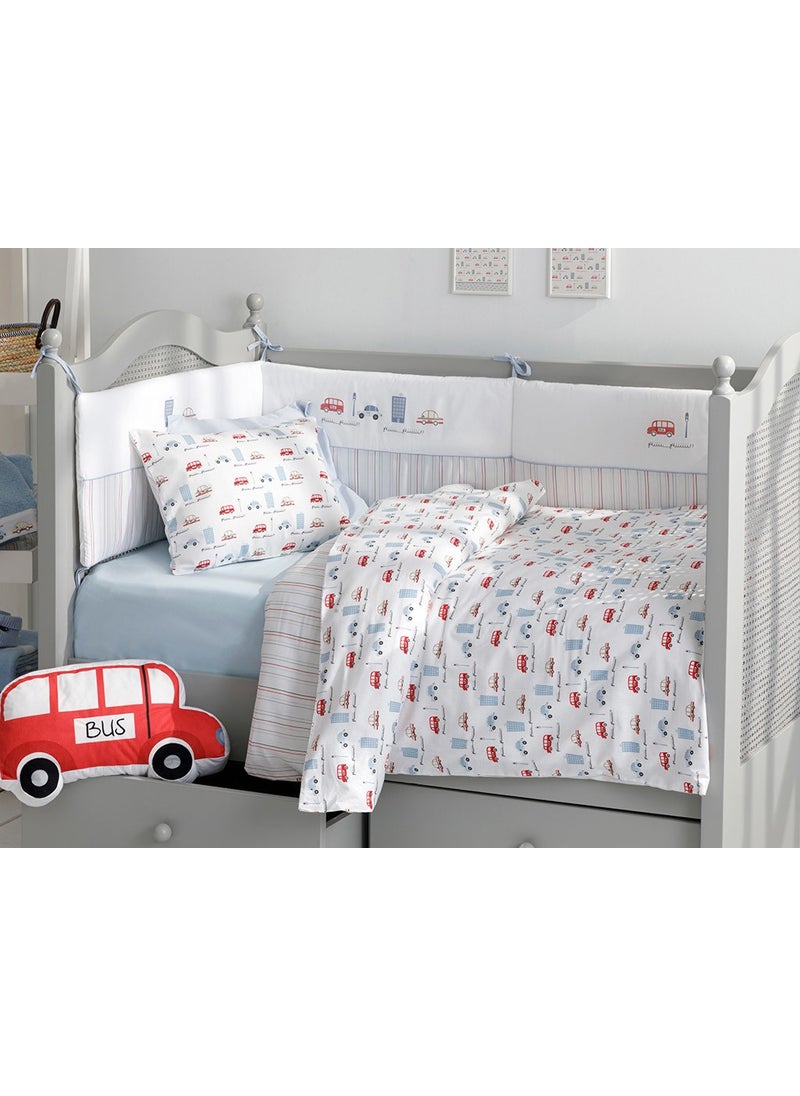 English Home - Mini Cars Cotton Baby Duvet Cover Set 100 x 150 cm Blue - Image 1