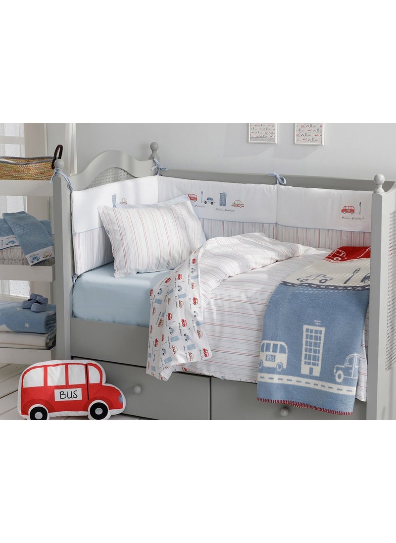 English Home - Mini Cars Cotton Baby Duvet Cover Set 100 x 150 cm Blue - Image 1