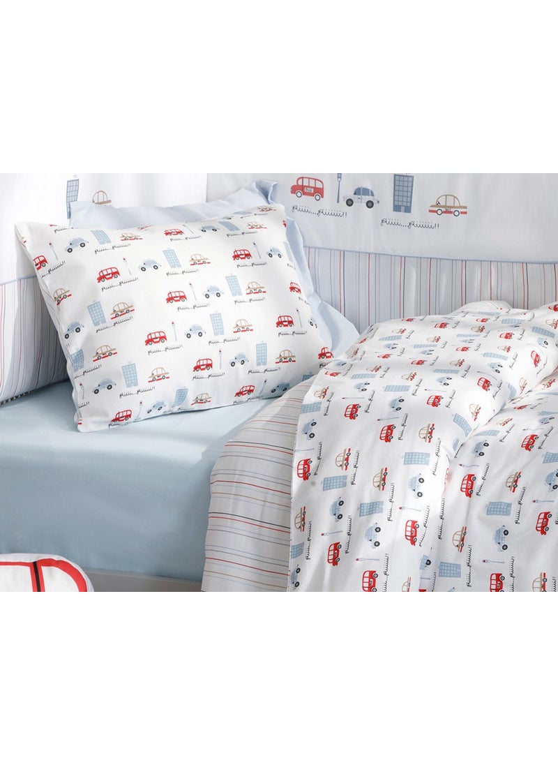 English Home - Mini Cars Cotton Baby Duvet Cover Set 100 x 150 cm Blue - Image 1
